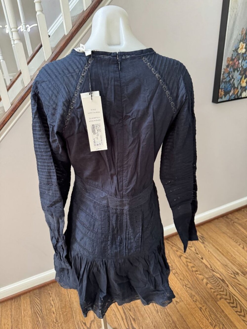 NWT Veronica Beard Addilyn Long Sleeve Lace Mini Dress Ink Navy Size 6 - Picture 5 of 5